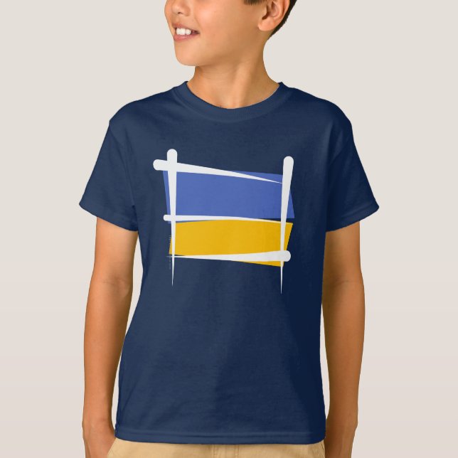 T-shirt Drapeau de brosse de l'Ukraine (Devant)