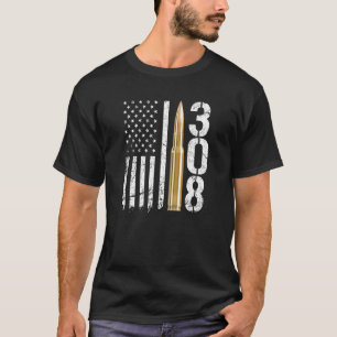 T-shirt Drapeau de calibre 308 de l'arme Ammo 308