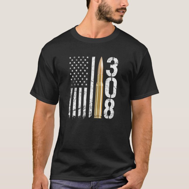 T-shirt Drapeau de calibre 308 de l'arme Ammo 308 (Devant)