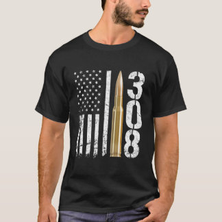 T-shirt Drapeau de calibre 308 de l'arme Ammo 308