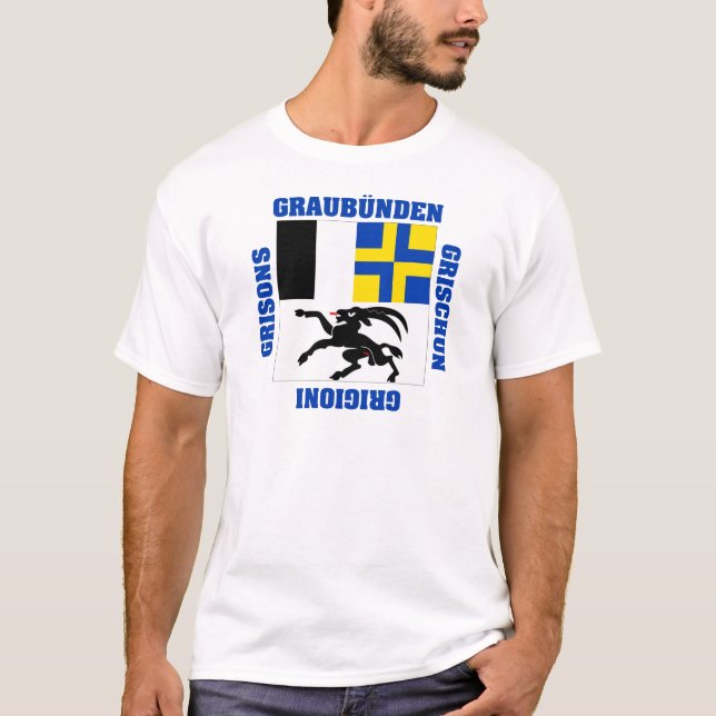 T-shirt Drapeau de canton de Graubunden Suisse (Devant)