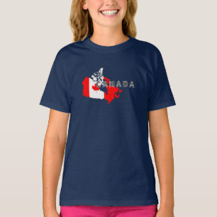T-shirt Drapeau de carte de script canadien Canada simple