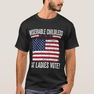 T-shirt Drapeau de chat sans enfant Miserable Lady USA