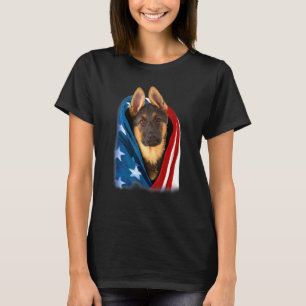 T-shirt Drapeau de chien américain couverture berger allem