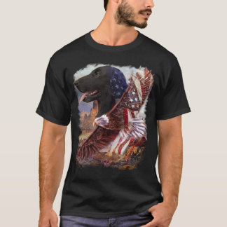 T-shirt Drapeau de chien et d'aigle Amérique Classic Vinta