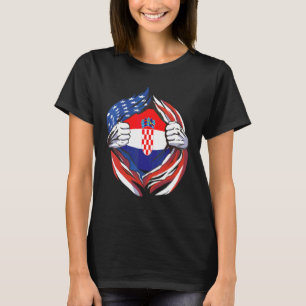 T-shirt Drapeau de Croatie Américain Fier de mon héritage 