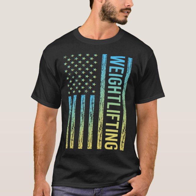 T-shirt Drapeau de dégradé d'haltérophilie Levage (Devant)