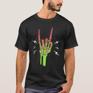 T-shirt Drapeau de fierté Aroflux Signe de main de squelet