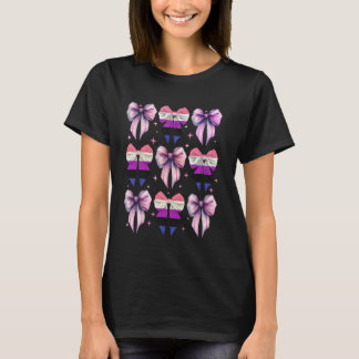 T-shirt Drapeau de fierté Coquette Bow Genre Fluide Genre