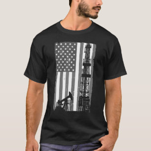 T-shirt Drapeau de forage de plate-forme pétrolière améric