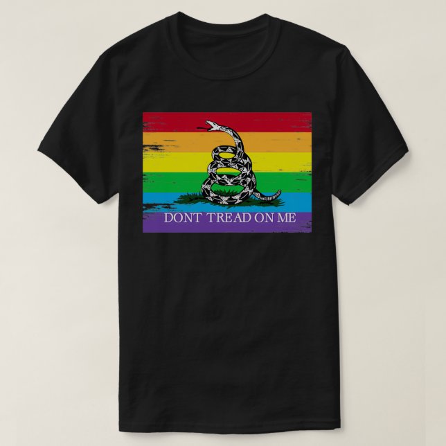 T-shirt Drapeau de Gadsden LGBT Donamp39t marche sur moi L (Design devant)