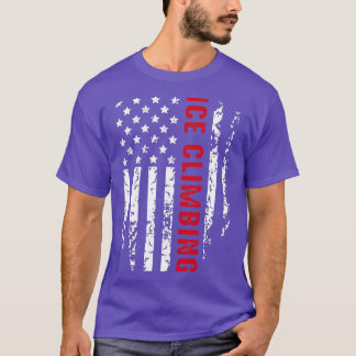 T-shirt Drapeau de glace Escalade américaine Sports d'hive
