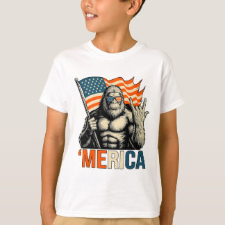 T-shirt Drapeau de gorille ‘merica Lunettes de soleil drôl
