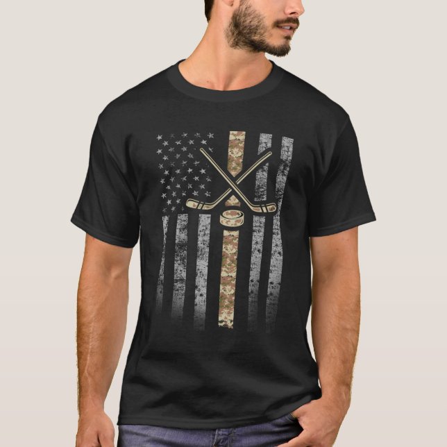 T-shirt Drapeau de hockey Camouflage Désert de hockey mili (Devant)