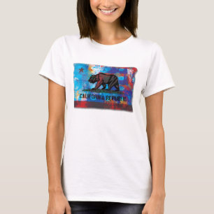 T-shirt Drapeau de la Californie avec les bords texturisé