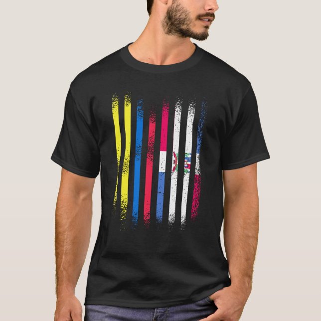 T-shirt Drapeau de la Colombie Dominicaine Gros Pays Drape (Devant)