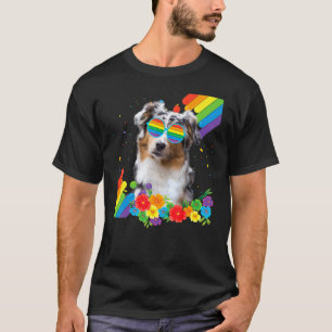 T-shirt Drapeau de la Fière Gay Lgbt Australian Shepherd D
