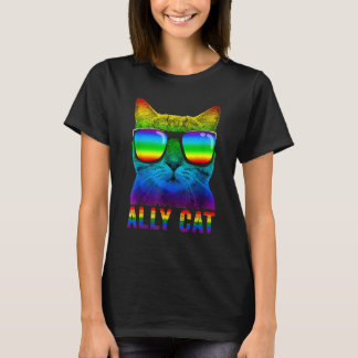 T-shirt Drapeau de la fierté arc-en-ciel allié chat LGBT g