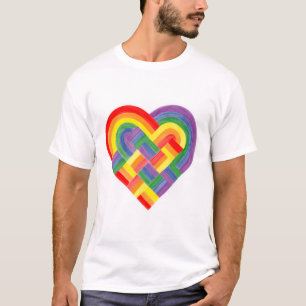 T-shirt Drapeau de la Fierté arc-en-ciel du coeur tissé LG