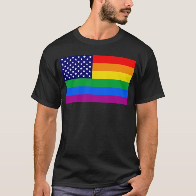 T-shirt Drapeau de la fierté Gaymericaine (Devant)