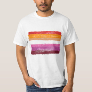 T-shirt Drapeau de la fierté lesbienne peint rayures de co