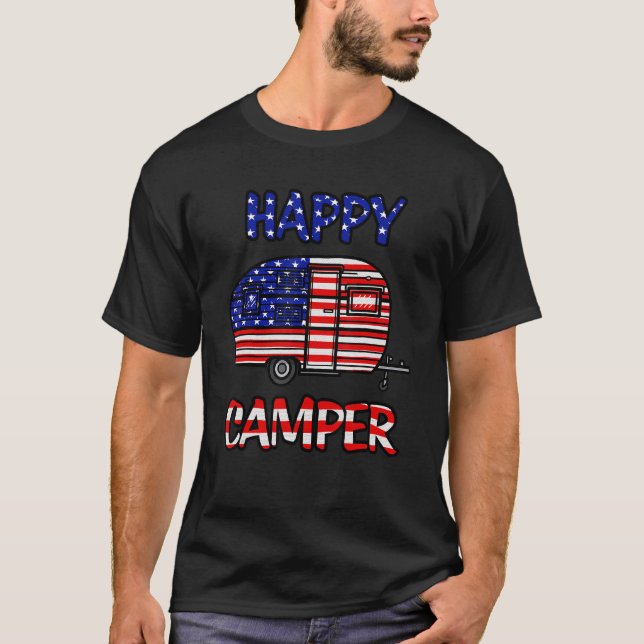 T-shirt Drapeau de la Joyeuse Fierté Américaine De Camper  (Devant)