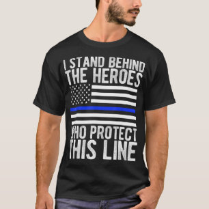 T-shirt Drapeau de la Ligne Bleue Mince - Héros de la poli