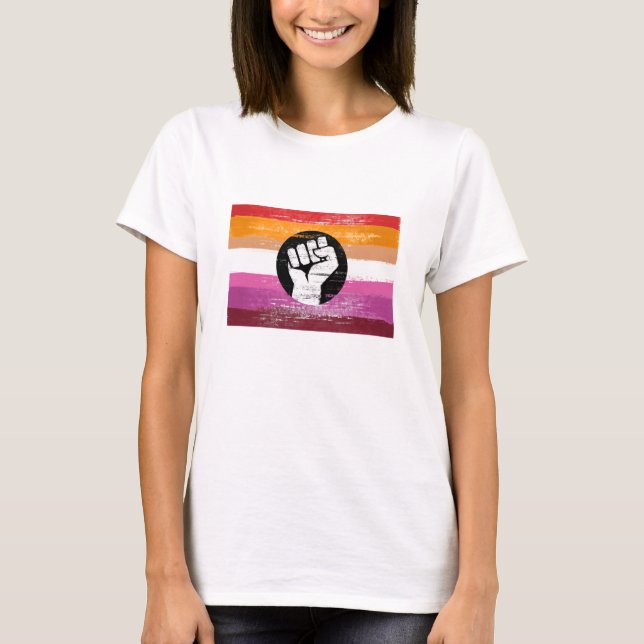 T-shirt Drapeau de la protestation peinte par lesbienne (Devant)