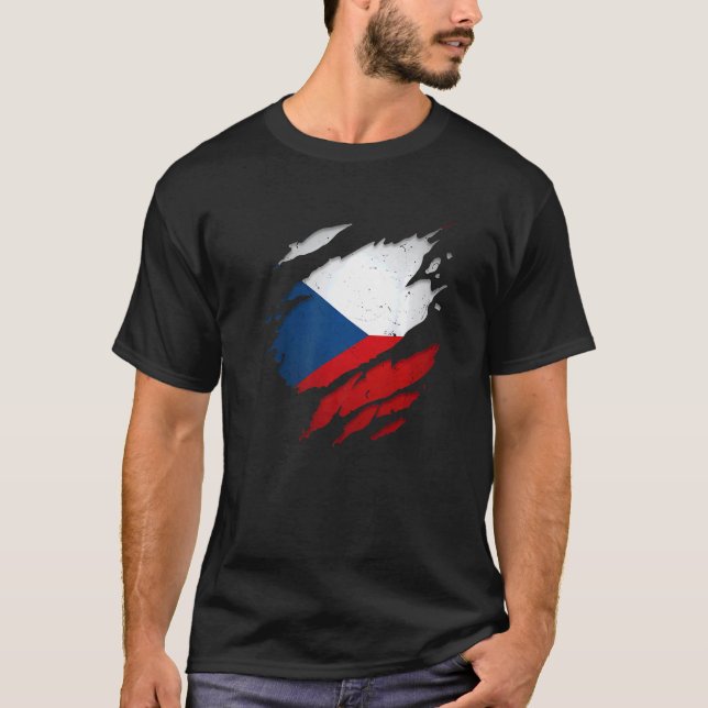 T-shirt Drapeau de la République tchèque déchiré (Devant)