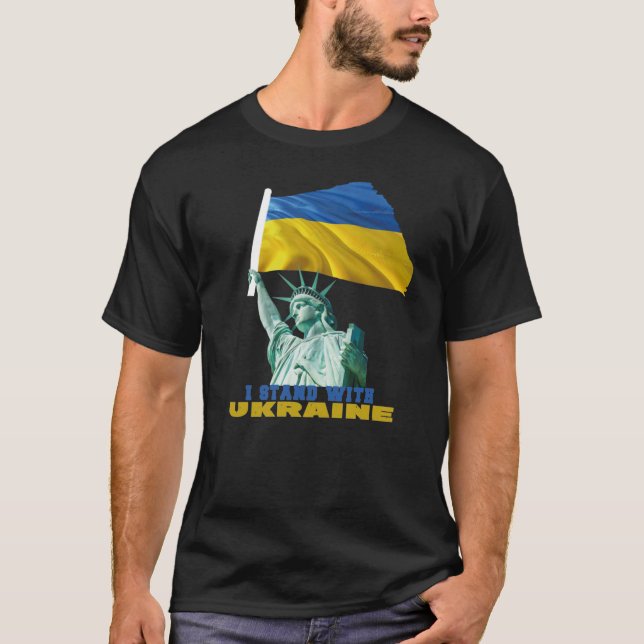 T-shirt Drapeau de la Statue de la Liberté Ukraine (Devant)