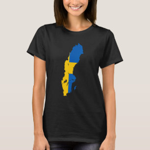T-shirt Drapeau de la Suède dans le contour de la Suède Su