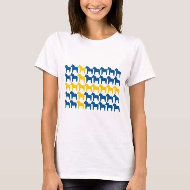 T-shirt Drapeau de la Suède de cheval de Dala (Devant)