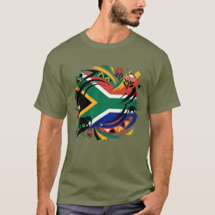 T-shirt Drapeau de l'Afrique du Sud Pinceau Faune