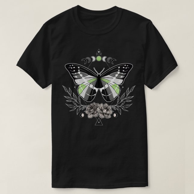 T-shirt Drapeau de l'agender Butterfly LGBT Pride (Design devant)