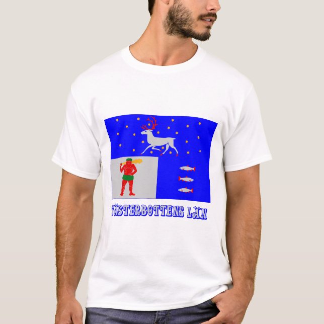 T-shirt Drapeau de län de Västerbottens avec le nom (Devant)