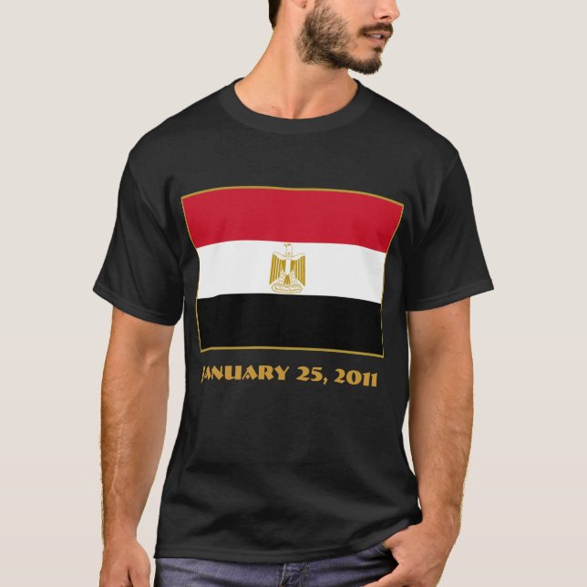 T-shirt Drapeau de l'EGYPTE avec le 25 janvier 2011 la (Devant)