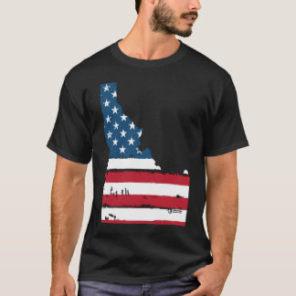 T-shirt Drapeau De L'État De L'Idaho Patriotique Usa Pour