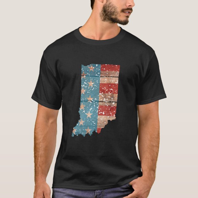 T-shirt Drapeau de l'état de l'Indiana Patriotic USA pour  (Devant)