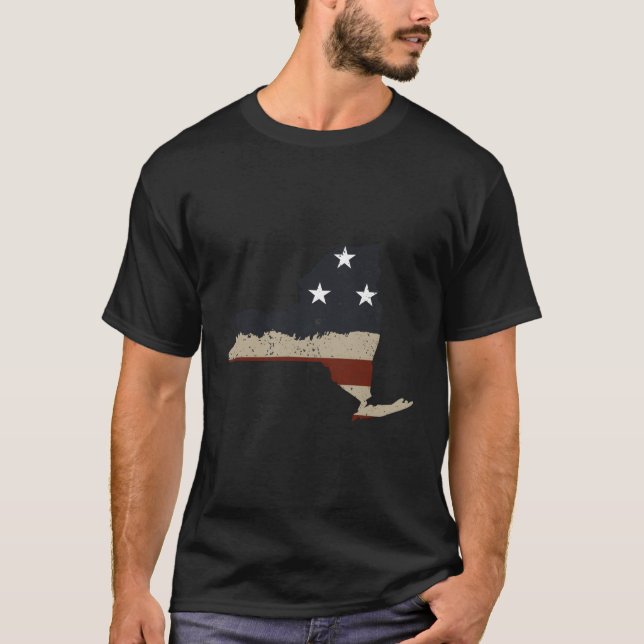 T-shirt Drapeau De L'État De New York Patriotique Usa Pour (Devant)