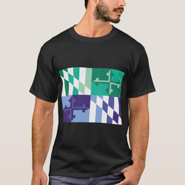 T-shirt Drapeau de l'État du Maryland Gay pride MLM (Devant)