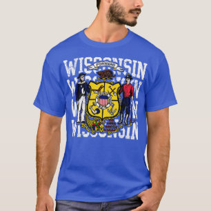 T-shirt Drapeau de l'État du Wisconsin Retro désorganisé