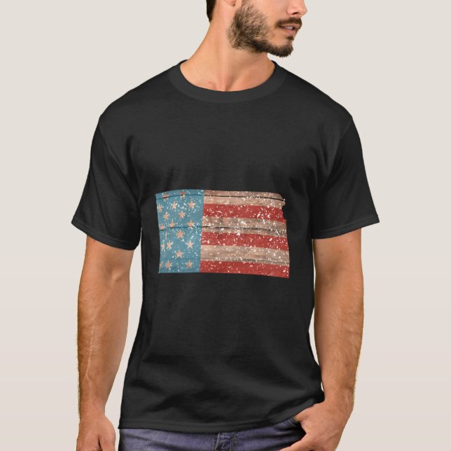 T-shirt Drapeau De L'État Patriotique Du Kansas Pour Homme (Devant)