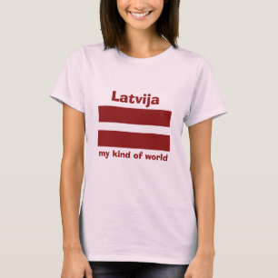 T-shirt Drapeau de Lettonie+Carte+T-shirt Texte