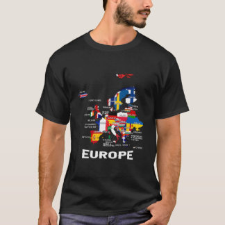 T-shirt Drapeau De L'Europe Drapeaux Européens Carte De L'