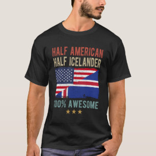 T-shirt Drapeau de l'Islande mi-américain mi-islandais