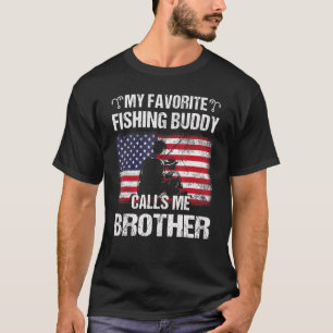 T-shirt Drapeau de mon meilleur ami de pêche qui m'appelle