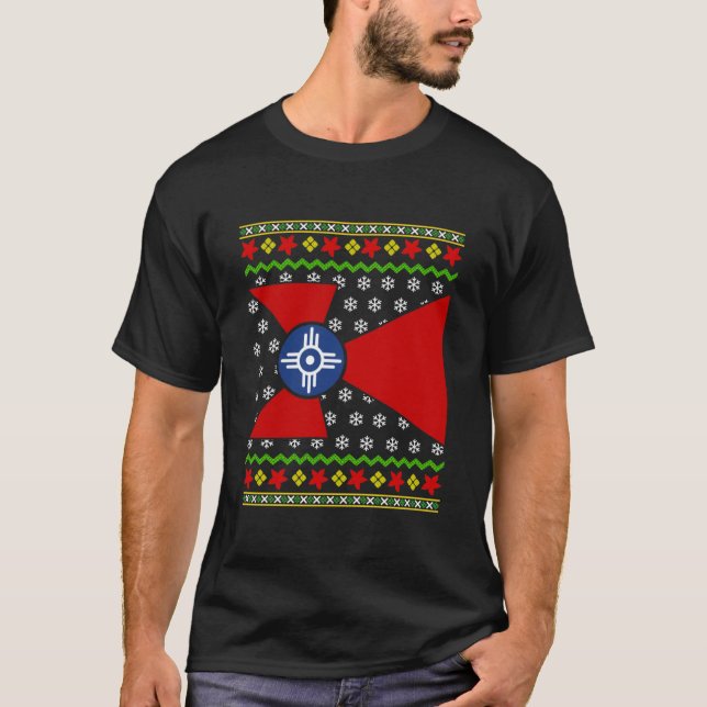 T-shirt Drapeau de Noël Wichita Kansas Inutile (Devant)