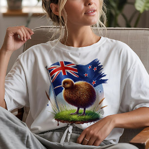 T-shirt Drapeau de Nouvelle-Zélande & Oiseau Kiwi