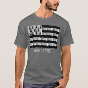 T-shirt Drapeau de ondulation de la Bretagne avec le nom