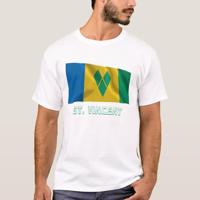 T-shirt Drapeau de ondulation de Vincent de saint avec le (Devant)